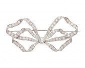 PLATINUM AND DIAMOND BOW BROOC