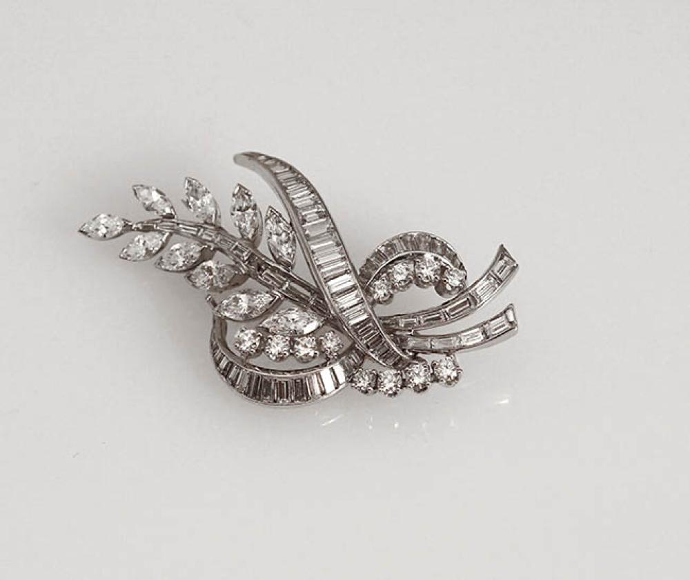 PLATINUM AND DIAMOND BROOCH, VAN