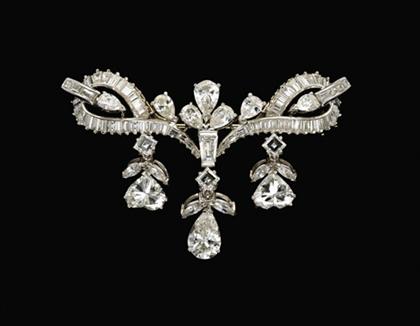 Platinum and diamond "drop" brooch