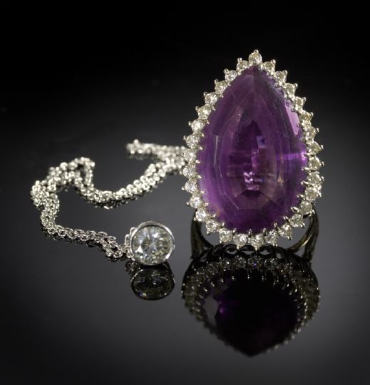 Platinum and Diamond Drop Necklace,