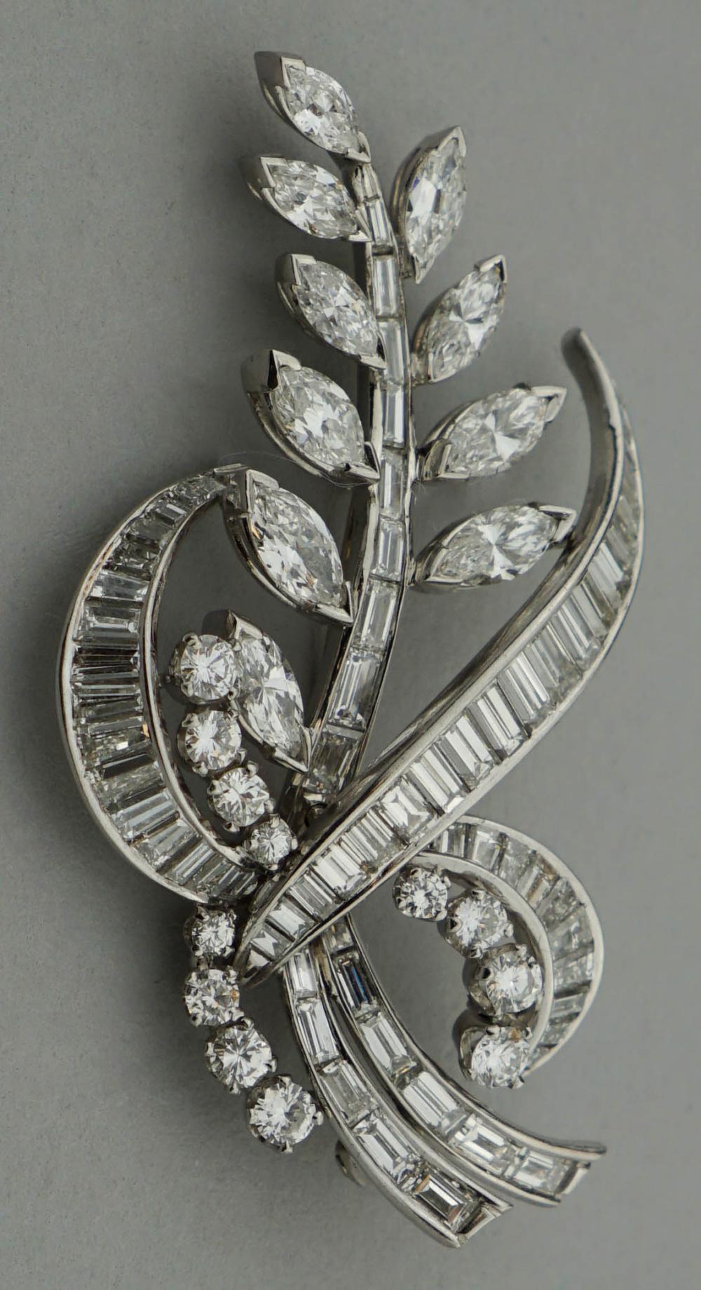PLATINUM AND DIAMOND "LEAF &