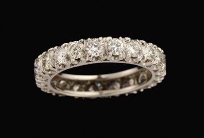Platinum and diamond wedding band