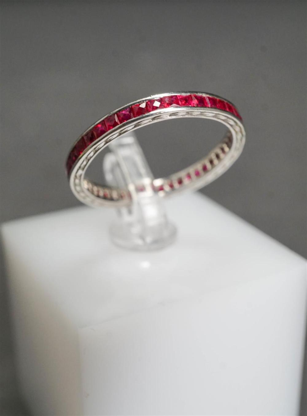 PLATINUM AND RUBY ETERNITY BAND,