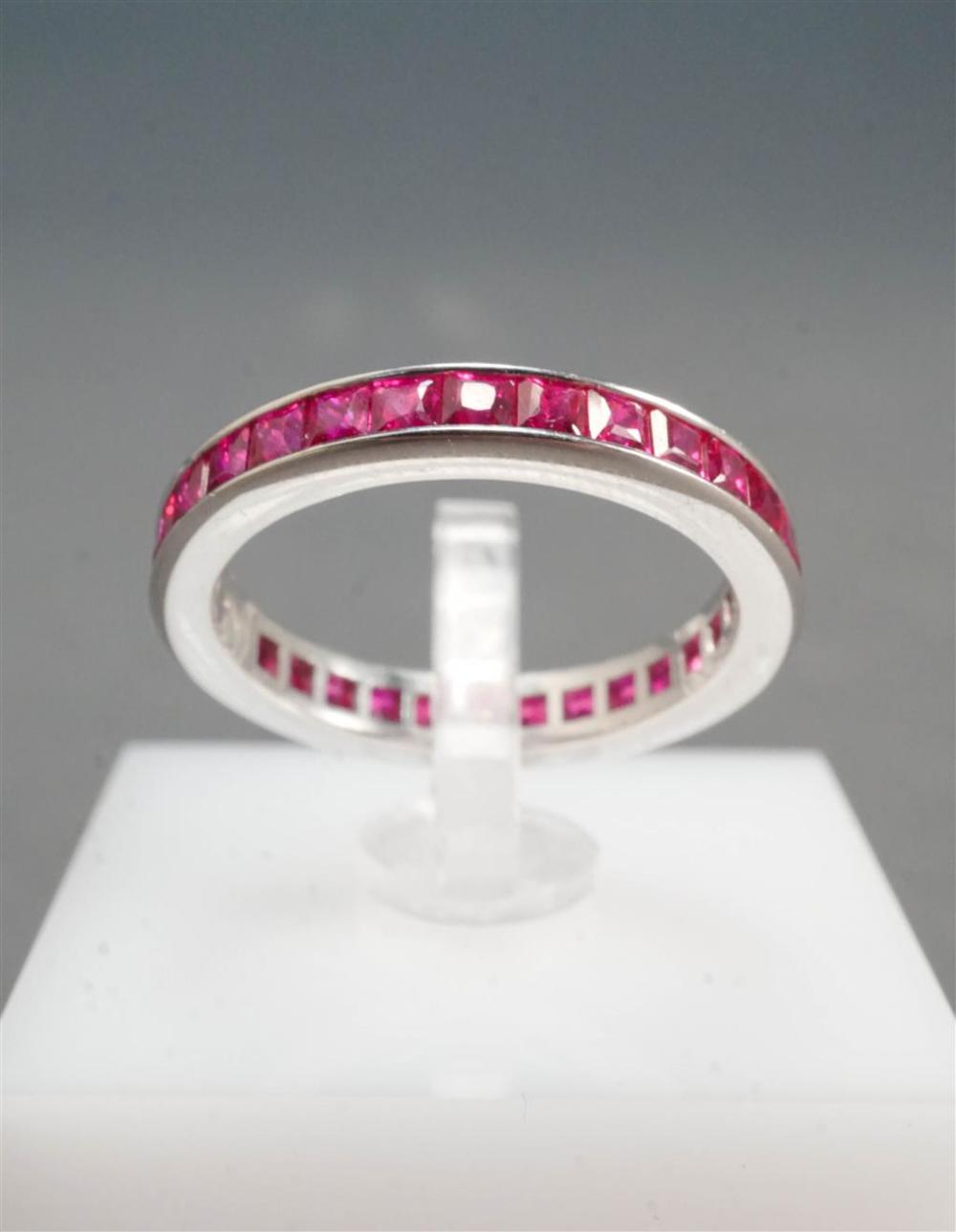 PLATINUM AND RUBY ETERNITY BAND,