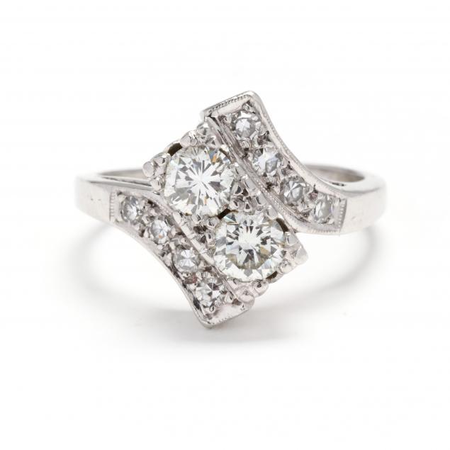 PLATINUM AND TWO STONE DIAMOND RING