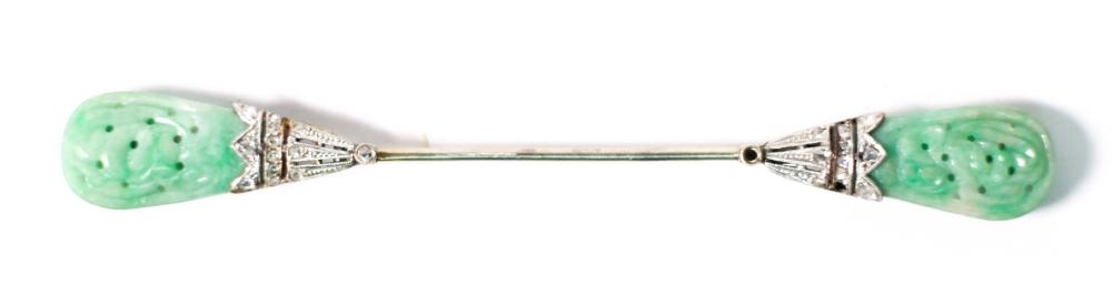 PLATINUM ART DECO JADE & DIAMOND