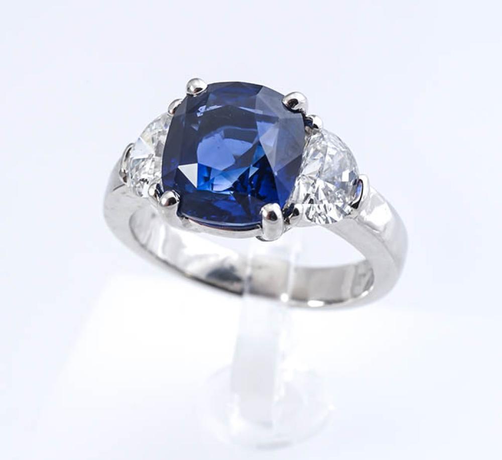 PLATINUM, BLUE SAPPHIRE AND DIAMOND