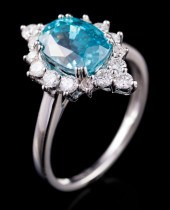 PLATINUM, BLUE ZIRCON AND DIAM
