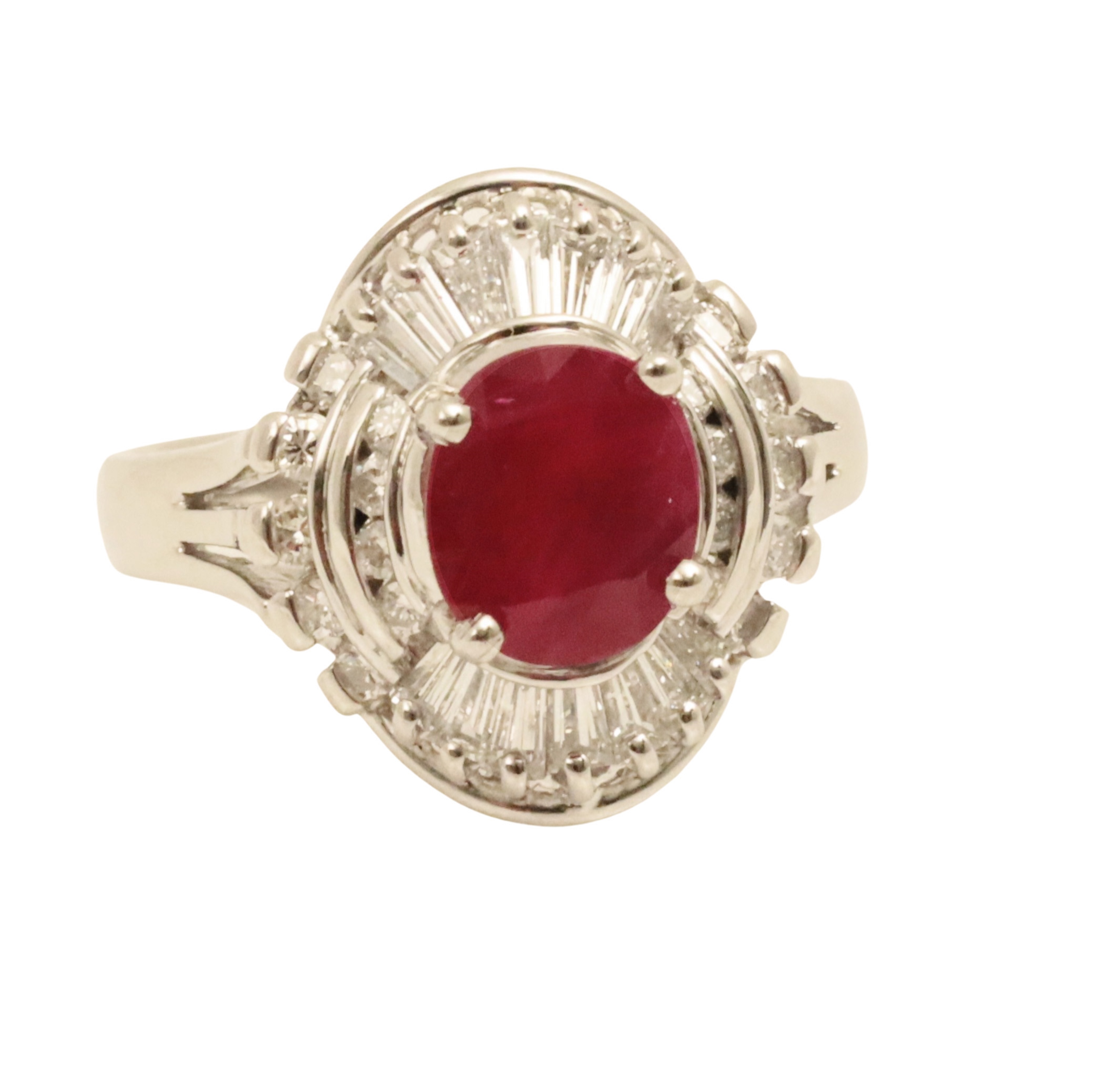 PLATINUM BURMESE RUBY & DIA. RING