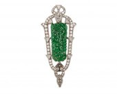 PLATINUM, CARVED JADEITE, AND