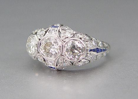 PLATINUM DECO DIAMOND RING WITH