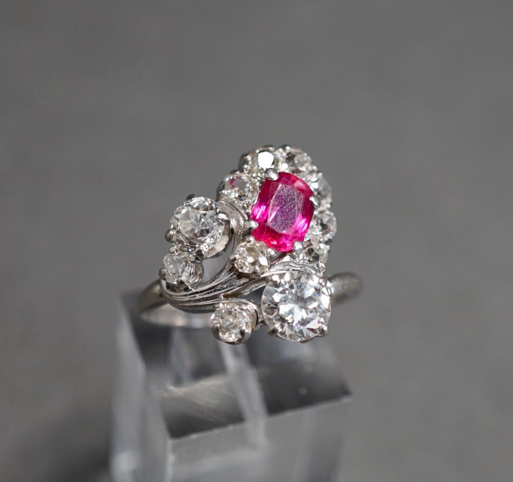 PLATINUM, DIAMOND AND RUBY RING,