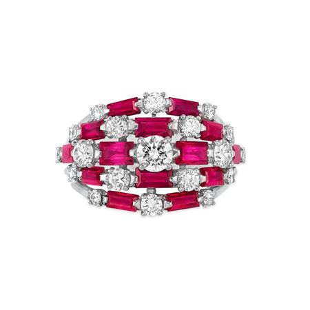 Platinum, Diamond and Ruby Ring,