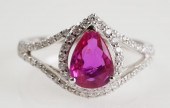 PLATINUM DIAMOND AND RUBY RING