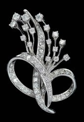 PLATINUM DIAMOND BROOCHand pen