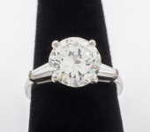 PLATINUM DIAMOND RING, 3.19 RB