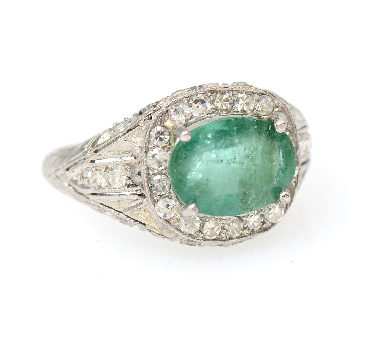 PLATINUM EMERALD & DIAMOND BELLE