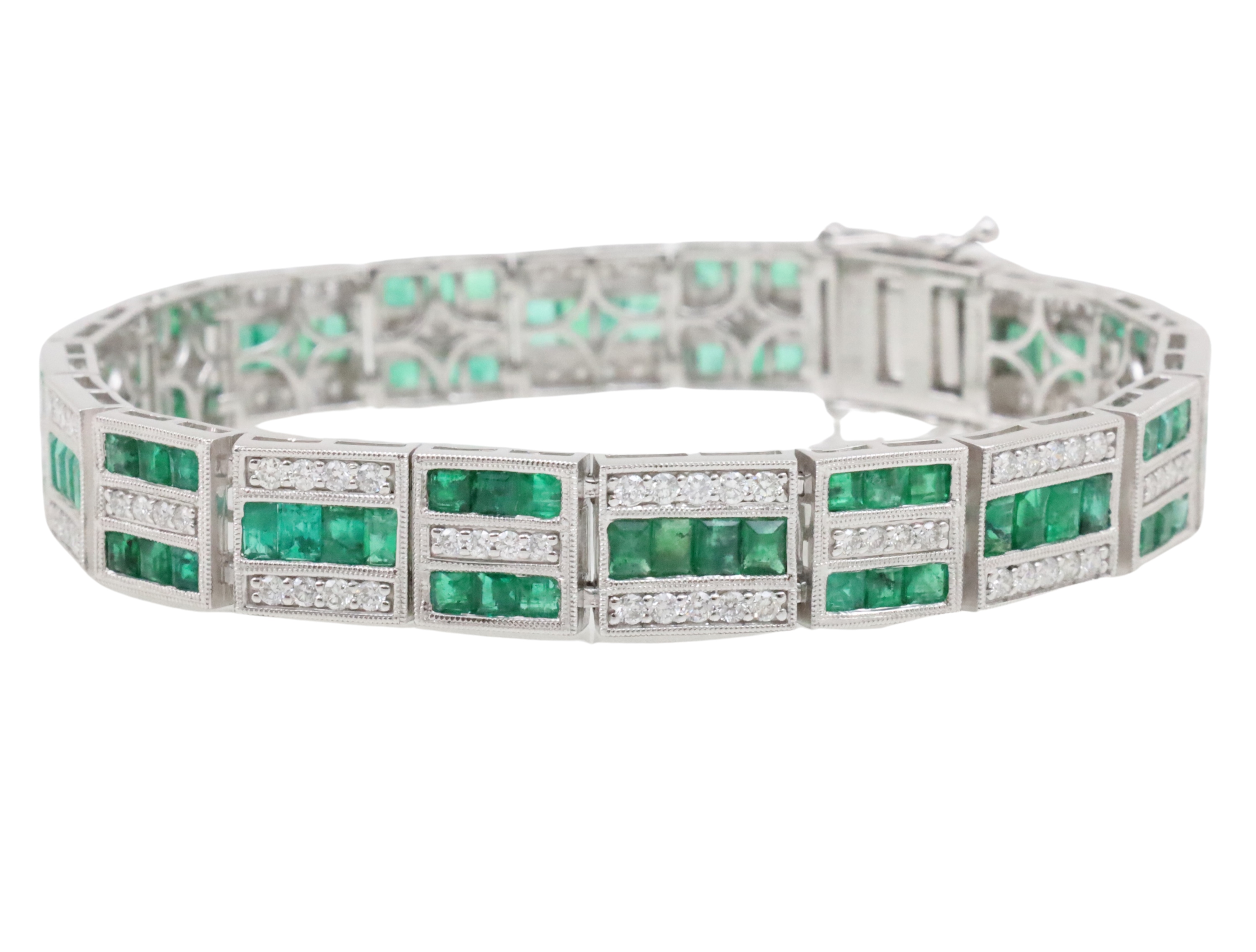 PLATINUM EMERALD & DIAMOND BRACELET