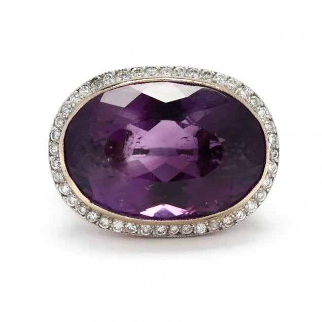 PLATINUM, GOLD, AND AMETHYST RING