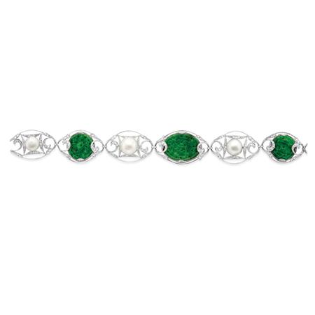 Platinum, Gold, Carved Jade,