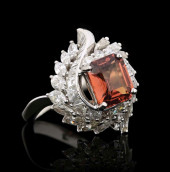 PLATINUM ORANGE SAPPHIRE AND D