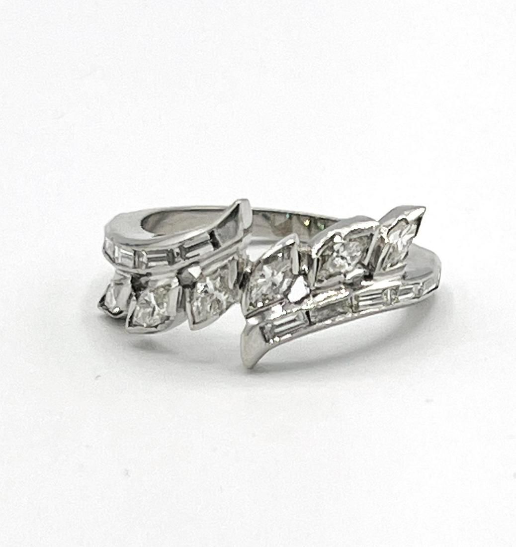 PLATINUM RING BAND WITH MARQUISE