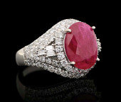 PLATINUM RUBY AND DIAMOND RING