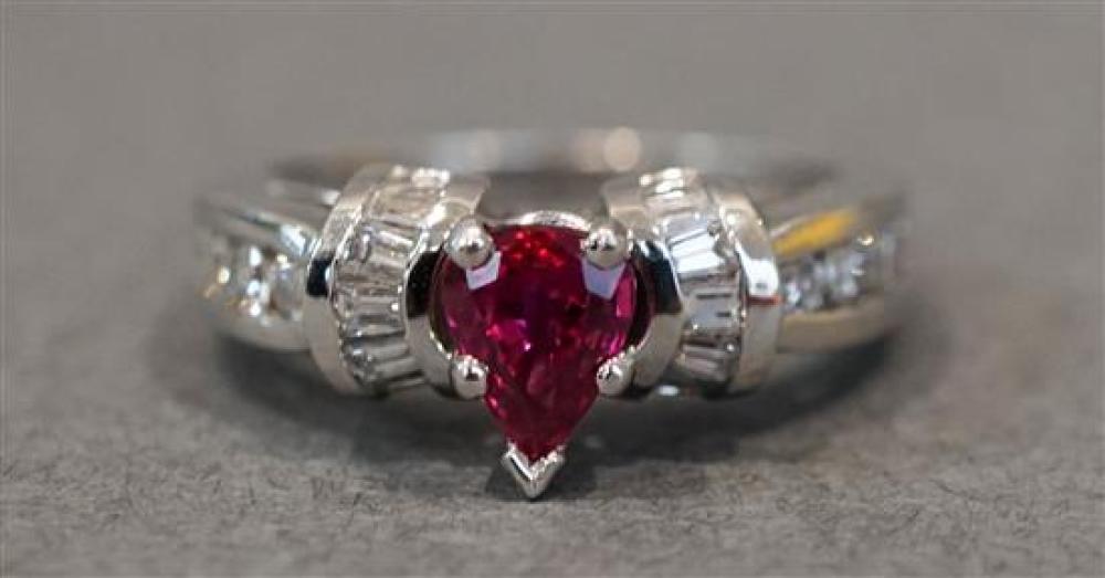 PLATINUM, RUBY AND DIAMOND RING,