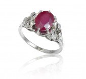 PLATINUM RUBY & DIAMOND RING: