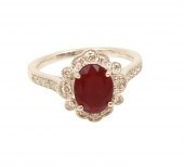 PLATINUM RUBY & DIAMOND RING W