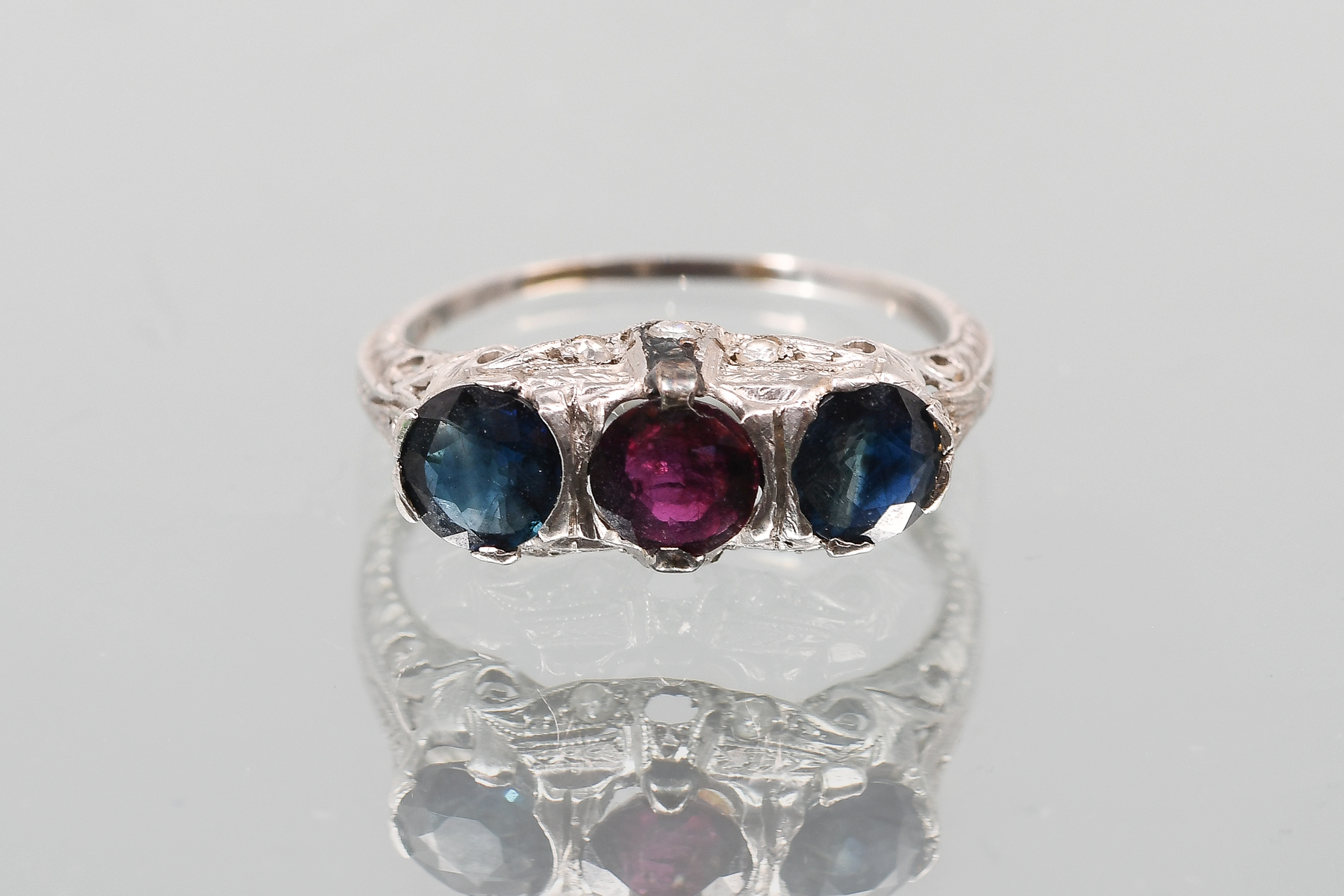 PLATINUM SAPPHIRE, RUBY & DIAMOND