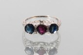 PLATINUM SAPPHIRE, RUBY & DIAM