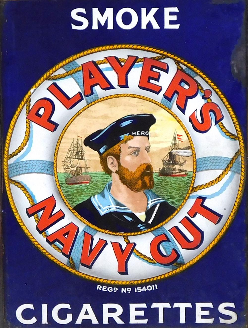 PLAYER'S NAVY CUT TWO SIDED SIGN,