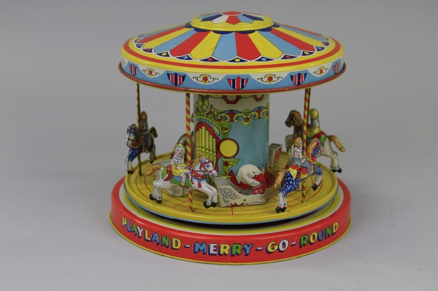 PLAYLAND MERRY-GO-ROUND Chein tin