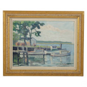 PLEIN AIR VINTAGE HARBOR BOATS