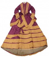 PLUM AND TAN TAFFETA DRESS, MI