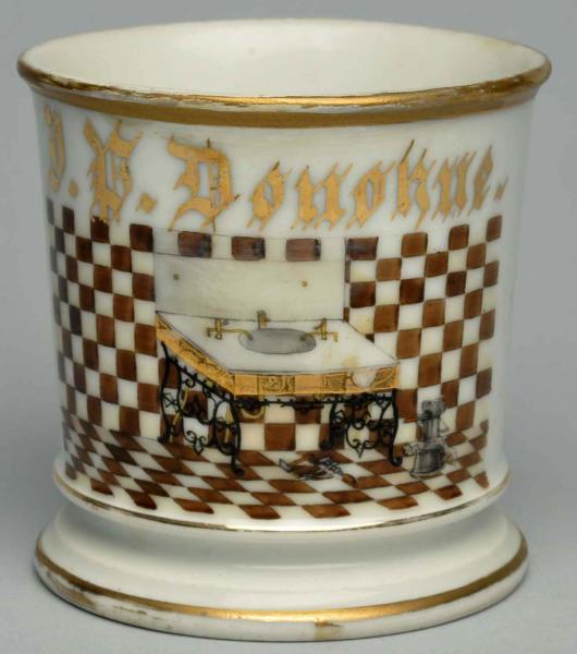Plumbers Shaving Mug.  Gilt name
