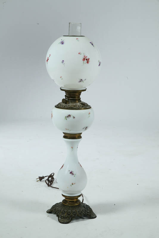 PLUME & ATWOOD PARLOR LAMP. Milk