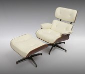 PLYCRAFT CHAIR AND OTTOMAN: Wh