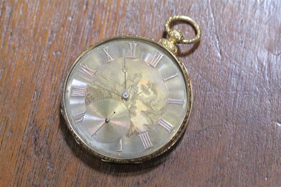POCKET WATCH. Marked 18 karat