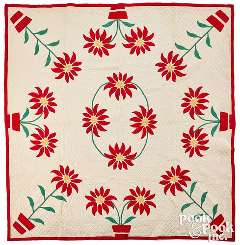 POINSETTIA APPLIQUé QUILT, EARLY TO