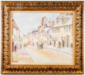POINTILLIST VILLAGE OIL ON CAN