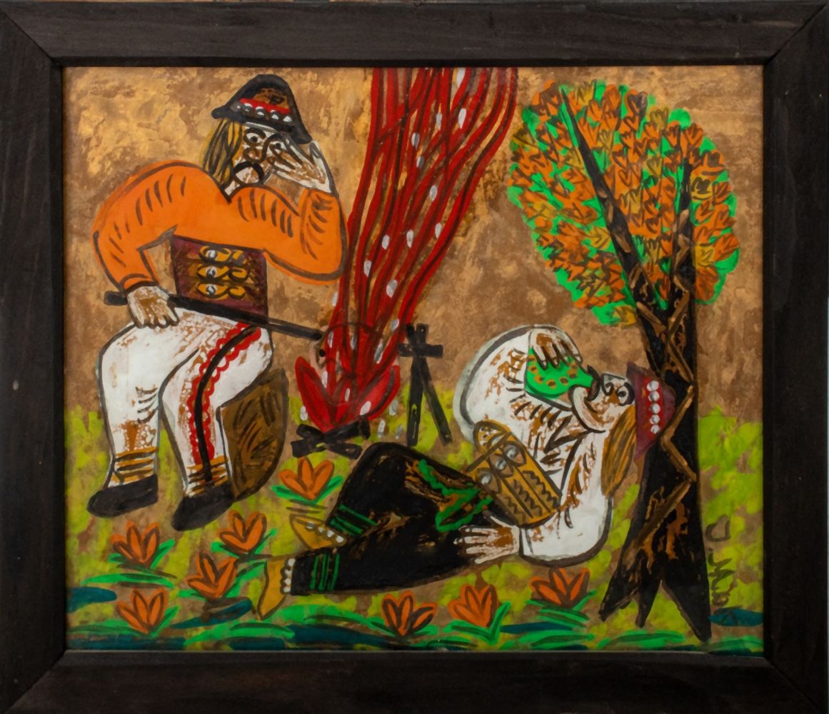 POLISH FOLK ART REVERSE GLASS