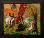 POLISH FOLK ART REVERSE GLASS