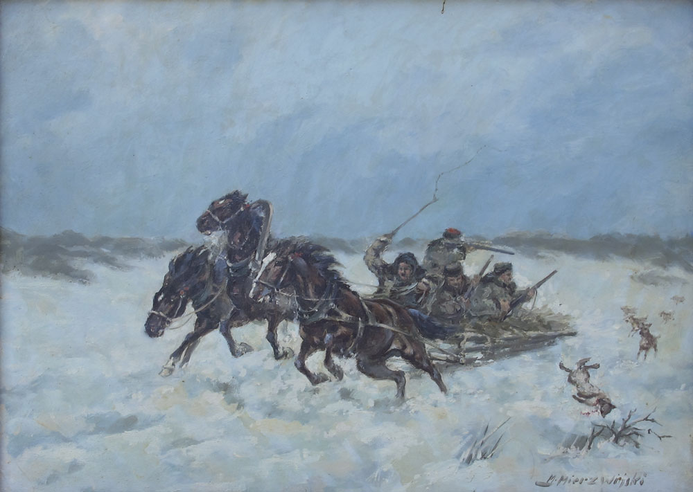 POLISH WINTER PAINTING SIGNED M.