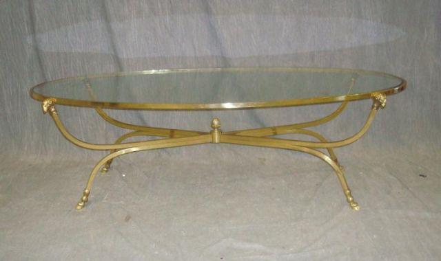 Polished Brass Ram Headed Glass Top