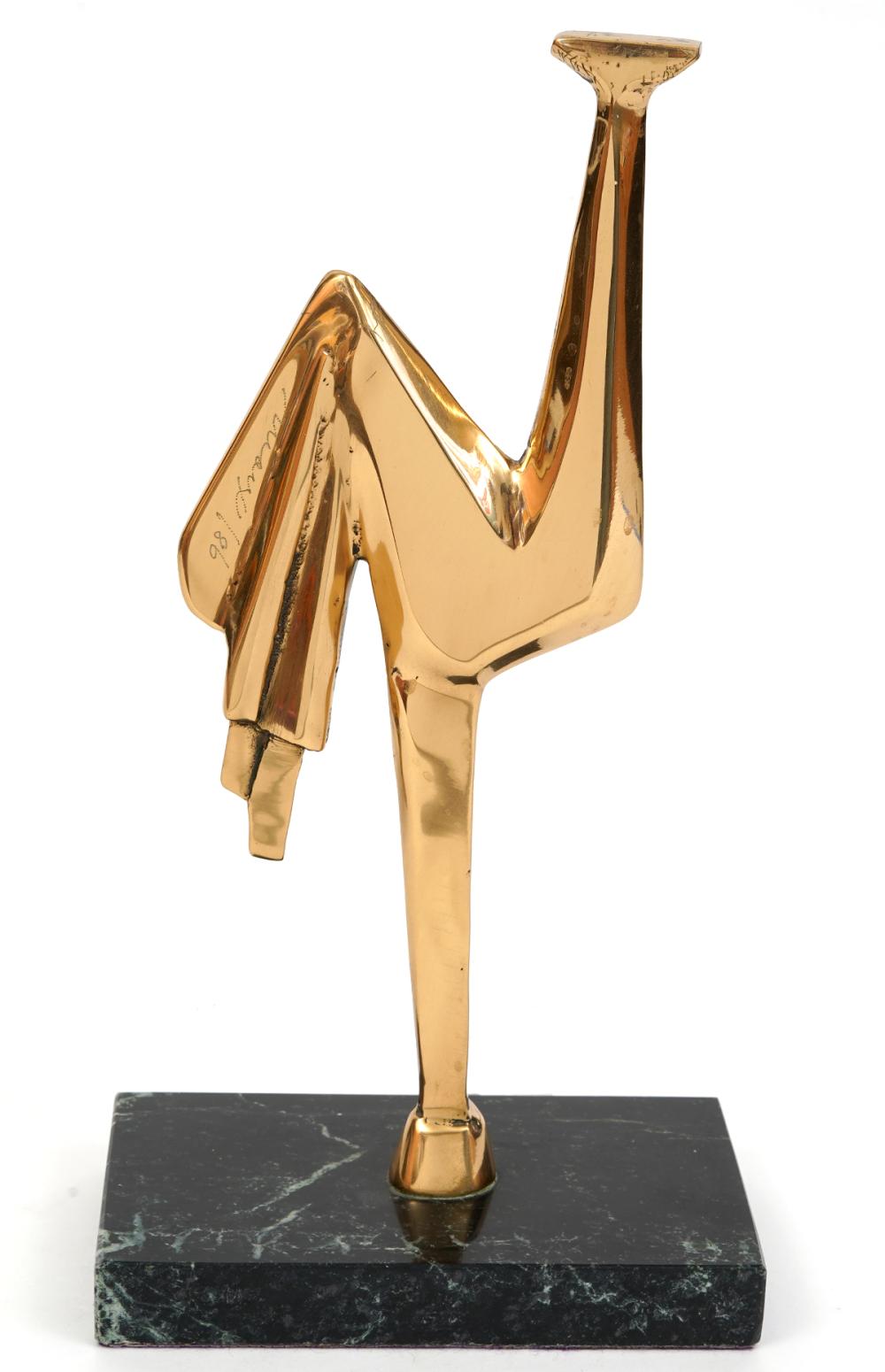 POLISHED BRASS ROOSTER SCULPTURE BY