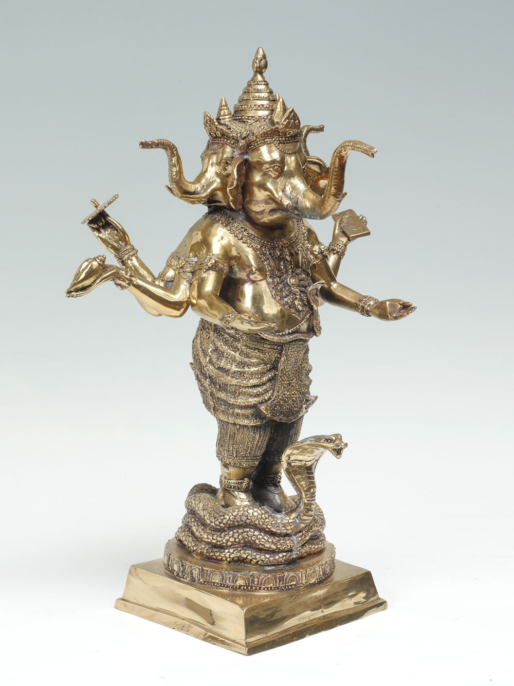 POLISHED BRONZE 3- HEADED GANESH: