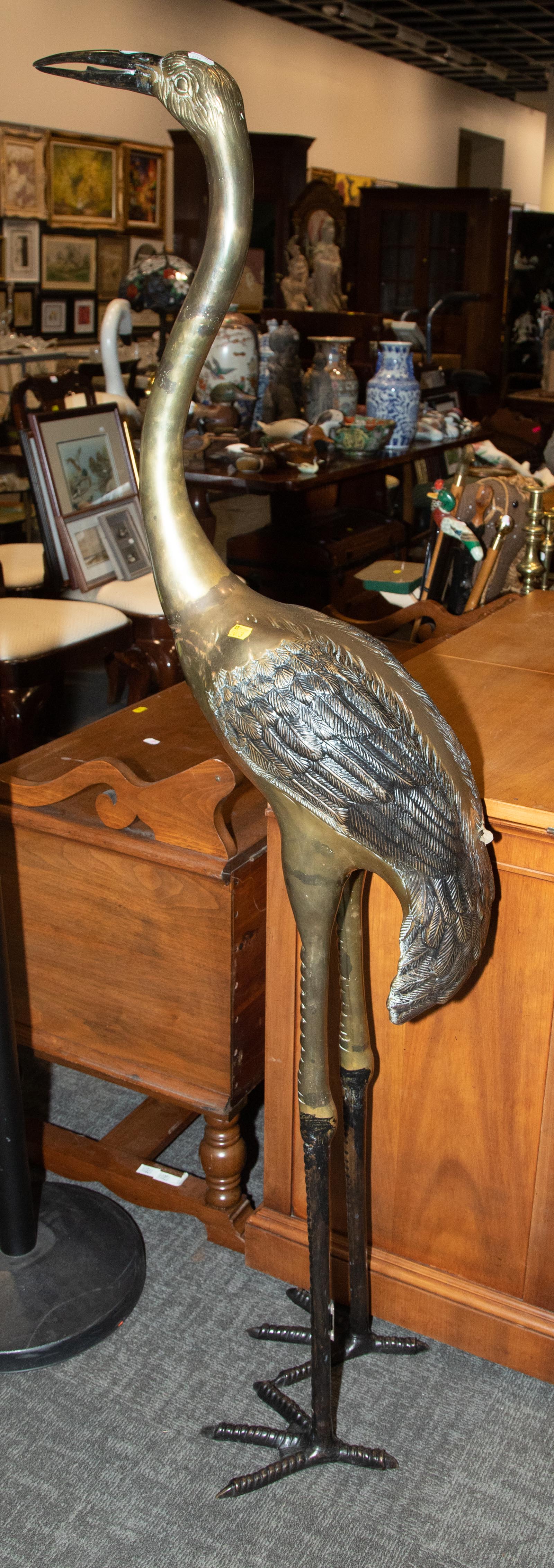 POLISHED BRONZE FIGURE OF A HERON