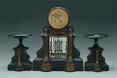 Polished slate clock and garni